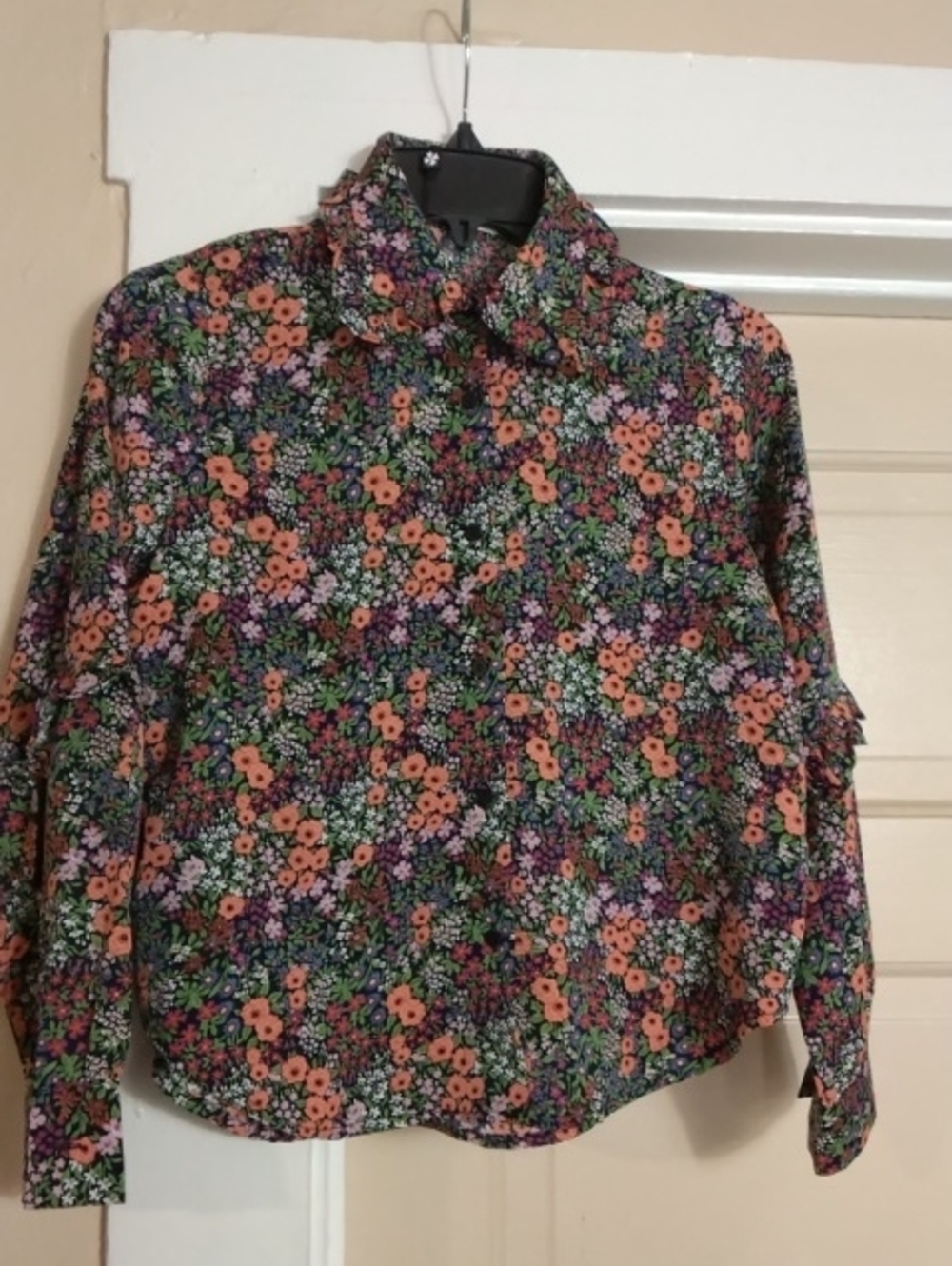 Molly Bracken Floral Button-Up Shirt in Pink, Green & Purple